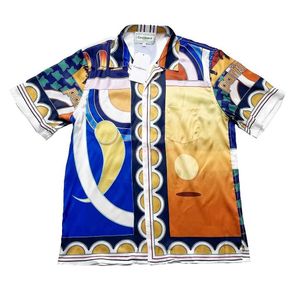 Casa Designer Vêtements de mode Chemises Survêtements de haute qualité Casablanca Torero Graphique Dégradé Impression pour Lâche Polyvalent Soie À Manches Courtes 24314