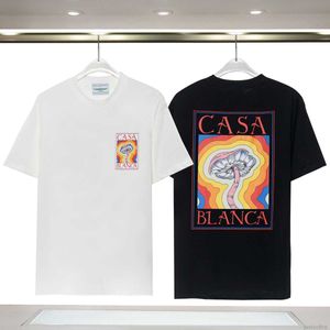 Casa Designer Fashion Clothing Tees Tshirts Printemps / été 2023 New Casablanca Rainbow Mushroom Letter T-shirt à manches courtes pour hommes femmes