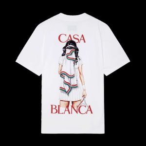 Casa Designer Mode Vêtements Tees T-shirts Fanglue 23 Casablanca Tennis Portrait Lettre Couples Mode Couples T-shirt à manches courtes