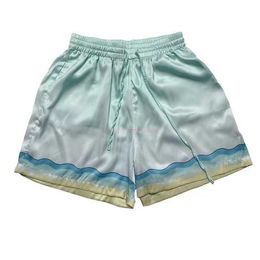 Casa Designer Short Fashion Vêtements décontractés Shorts de plage Casablanca Gradual Silk Wave Tennis de table Lay Zhang Même style Shorts en soie Capris Couple