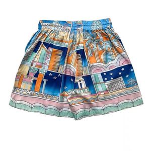 Casa Designer Short Fashion Vêtements décontractés Shorts de plage Casablanca Shorts 23 New Maya Mythology Twill Silk Shorts pour hommes femmes amoureux