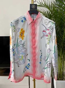 Camisas de masa para hombre camiseta de diseñador de moda Casablanca Top de mujeres sueltas de manga larga Men Camiseta de seda casual Ropa étnica de gran tamaño 7219