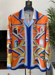 Casablan hawaii shirt heren designer zijden shirt kleding europese amerikaanse trend oversized mannen casual bedrukte etnische stijl zomer lange mouw T-shirt M-3xl