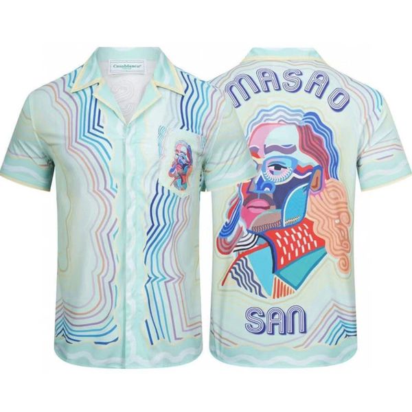 Casablanc Camisa casual Camisas de diseñador Camiseta de manga corta con estampado de seda hawaiana Camiseta polo para hombre T1