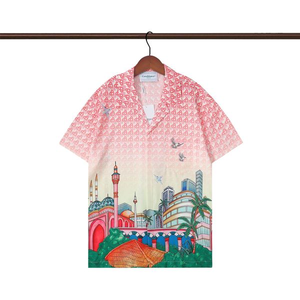 Casablanc Designer Men T-shirt Set Masao San Print Mens Mens Casual Shirt et Short Womens Loose Silk Shirt High Quality Tees Tour Summer Men Tshirt 872