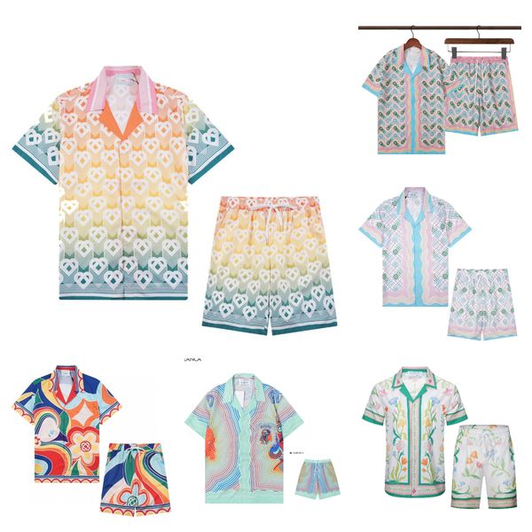 Casablanc Designer Men T-shirt Set Masao San Imprime-Mente Casual Shirt et Short Womens Loose Silk Shirt High Quality Tees Tour Summer Men Tshirt 740