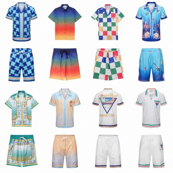 Casablanc diseñador para hombre camiseta conjunto verano Masao San estampado para mujer viajes vacaciones playa pantalones cortos camisa suelta casual camisa de seda pareja de alta calidad tshir