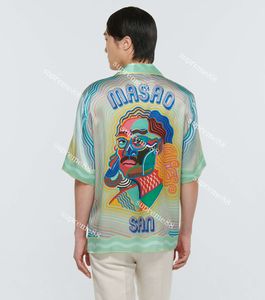 Casablanc Masao Shirts Kleur Gradiënt Portret Print Hawaii Losse Retro Korte Mouw Mannen en Vrouwen Shirt Mode Zomer Top