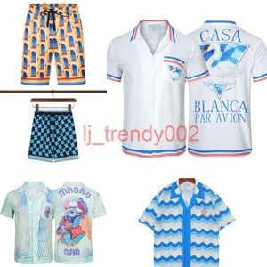 Casablanc Mens Designer Shirts Masao San Imprimerie Mente Casual Shirt Womens Loose Silk Polo Garques courtes T-shirt de luxe de haute qualité