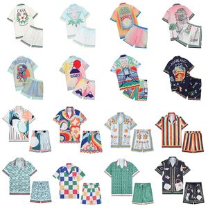 Casablanc-s 2024 designer heren t-shirt set Masao San print heren casual shirt en korte dames losse zijden overhemd hoge kwaliteit tees zomer tour mannen t-shirt