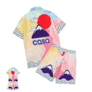 Casablanc-S 22SS Designer Men T-shirt Set Masao San Print Mens Casual Shirt and Short Womens Loose Silk Shirt t-t-t-t-shirt Summer Men Tshirt Taille M - 3xl 51 AE1