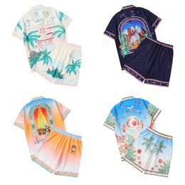 Casablanc-s 22ss camisas de diseñador Masao San estampado para hombre camisa casual para mujer camisa de seda suelta mangas cortas camiseta de lujo camisetas de alta calidad Tamaño asiático M-3XL