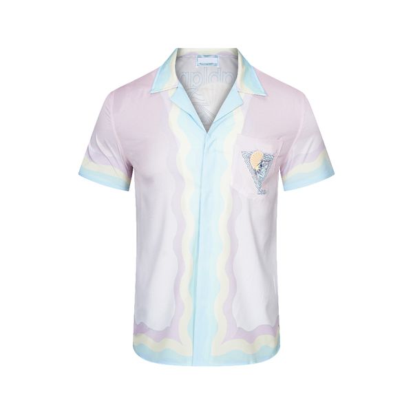 Casablanc-s 23ss diseñador hombres camiseta conjunto Masao San imprimir camisa casual para hombre y camisa corta de seda suelta para mujer camisetas de alta calidad Transporte gratuito hombres camiseta 789