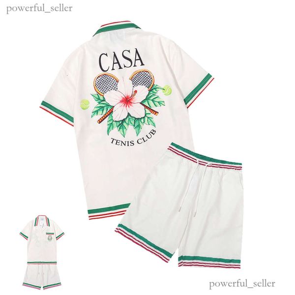 Casablanc-s 24ss Diseñador Hombres Camiseta Conjunto Masao San Imprimir Camisa casual para hombre y camisa corta de seda suelta para mujer Camisetas de alta calidad Transporte gratuito Hombres camiseta 8944