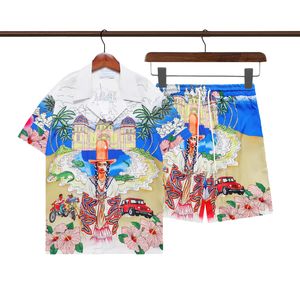 Casablanc-s 24ss designer shirts Masao San print heren casual shirt dames losse zijden overhemd korte mouwen luxe t-shirt hoge kwaliteit tees 24SS