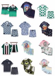 Casablanc-S 24SS Men T-shirt Set Masao San Print Mens Casual Shirt and Short Womens Loose Silk Shirt de haute qualité TEES TOUR SUMBRE MEN THIRT 02XR #