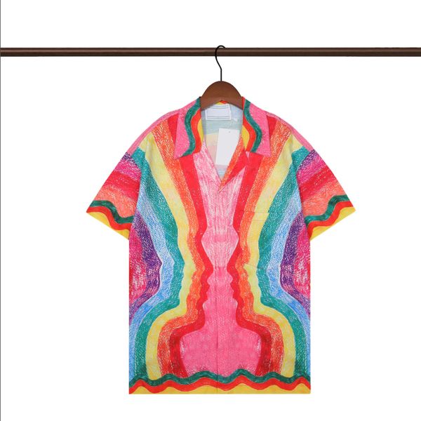 Casablanc-s designer hommes t-shirt ensemble Rainbow Print chemise à manches courtes hommes chemise décontractée et courte femme chemise en soie ample t-shirts de haute qualité Transport hommes t-shirt