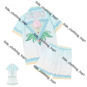 Casablanc Shirt 2024 Shirt Shirt Set Masao San Print Mens Casual Shirt Womens Loose Silk Shirt de haute qualité