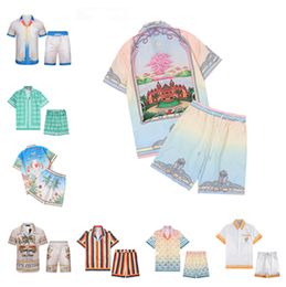 casablanc shirt designer heren t-shirt en mesh shorts sets casa blanca mannen polo shirt vrouwen masao san print grafische tee shirts losse zijde zomer t-shirts