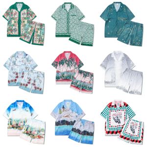 Casablanc Shirt Designer Mens T-shirt and en maille Shorts Casa Blanca Men Polo Shirt Womens Masao San Print Graphic tee-shirts Loos