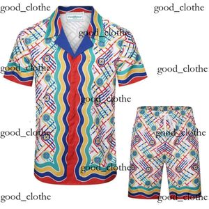 Casablanc Shirt Designer Mens T-shirt and msh shorts sets Casa Blanca Men Polo Shirt Womens Masao San Graphic Tee-Shirts en soie en soie d'été