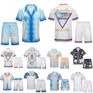 Casablanc Shirt Designer Mens T-shirt and msh shorts sets Casa Blanca Men Polo Shirt Womens Masao San Print Graphic tee-shirts Loose Silk Summer Tshirts Vêtements 36