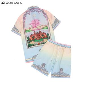 Casablanc Shirt Designer Set Masao San Print Mens Casa Blanca Casual et Short Womens Loose Silk Shirt Haute Qualité Tees Summer Tour Casablancas Tshirt Taille y6