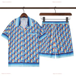Casablanc Chemise Chemises de créateurs Chemises pour hommes Chemise de bowling en soie avec lettre de mode Chemises décontractées Hommes Slim Fit Chemise habillée à manches courtes Taille américaine M-3XL