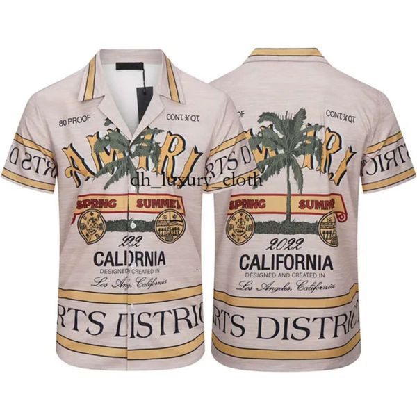Casablanc Shirt Mens Designer Chemises Amirir Hawaii Shirts Hobe Sand Sand Loisure Matter Couleur Assortiment Impression Camicia Unisexe Butt Up Hemd Shirt 2164