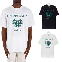 Camiseta de Casablanc Mens Designer Tamiseta Camisas de entrenamiento para hombres TEE de gran tamaño TEE 100% Algodón