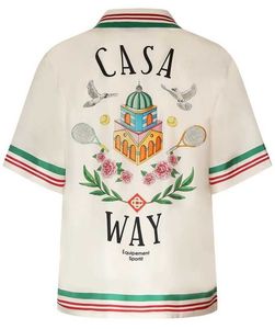 Casablanca 2023SS bedrukt mesh topshirt heren designer overhemden met knopen Tops met korte mouwen Polo's Casablanc- populaire vakantiecollectie overhemden