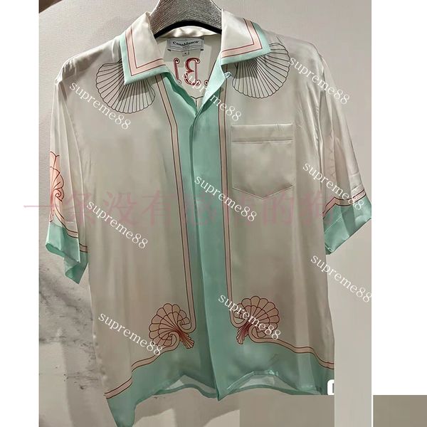 Casablanca 22ss Pink Shell Coral Designer Chemises Hommes et Femmes Chemise à Manches Courtes Lâche