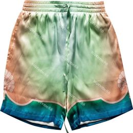 Casablanca 22ss Siciliaanse geleidelijke verandering zijden shorts mannen en vrouwen mode zomer strand sets Hawaiiaanse casual shorts shirts tees291Y