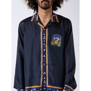 Casablanca 23 hommes chemises en soie de créateur automne hommes et femmes chemises Hawaii chemises décontractées à manches longues nouvelle tendance