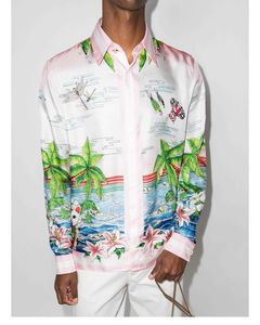 Casablanca Top Fashion Trend Designer Overhemd Zijde Klassieke Stijl Casual Veelzijdige Lange Mouw Heren en Dames Hawaii Beach Los Overhemd Tide Casablanc