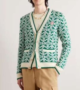 Casablanca 23SS Men Designer Coats Gedrukt Vintage Casual veelzijdige klassieke stijl mode gebreide wol lange mouwen trui Cardigan trend tops casablanc