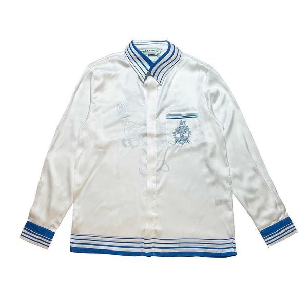 Casablanca 23SS Silk Shirt Minimaliste Couleur bleu et blanc Couleur de vacances assorti des chemises pour hommes et femmes Hawaii Shirt Casablanc