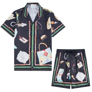 Casablanca 23ss sport tricot lapin soie hommes chemises de créateurs hawaïen à manches courtes robe chemise293S