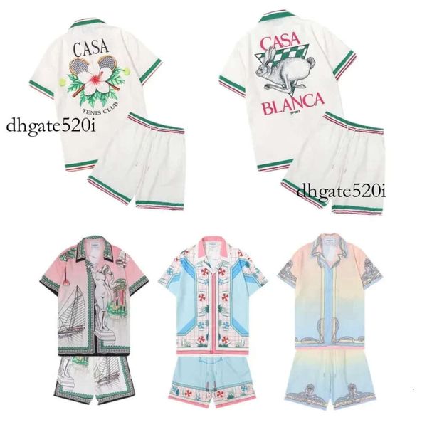 casablanca casa blanca set casablancas men shirt women Casablanca Womens Lovers Hawaii Vacation Beach Swim Casual Shirt Shorts Set Masao San