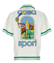 Casablanca Casa Sport Silk Shirts Le Jeu Colourre Button Up Shirt Shirt Shirt Designer Shirt Casablancas met korte mouwen