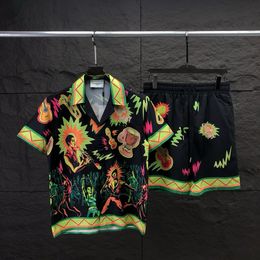 Casablanca Chemise Luxe Designer Shirt Set Mens Mens Music Music Shirt Hawaiian Shirt Short Set Two Piece Set Asian Taille M-3Xl YYG