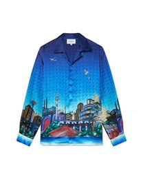 Casablanca City Night Designer Shirts Siciliaanse heren en dames luxe dilk shirt met lange mouwen