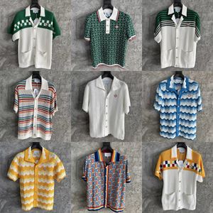 Casablanca Designer Jacquard Shirts Butt Up Hawaii Casual Shirt Knited Beach Shorts Men and Women Polos d'été