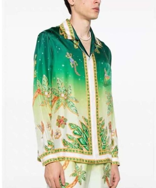Casablanca Designer Silk Casual Shirts Nouveau produit couple lâche imprimement fleur et noix de coco d'oiseau