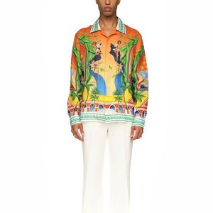 Camisas de seda de diseñador Casablanca, camisa holgada informal con botones, camisas de moda de playa de verano, polos