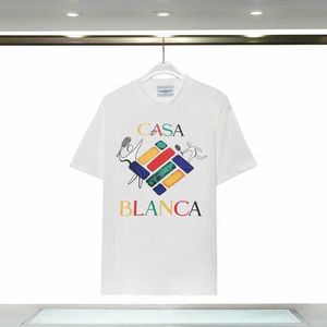 Casablanca Double Gauze Letter T-shirt imprimé pour les hommes et les manches courtes de la mode de mode pour hommes et femmes