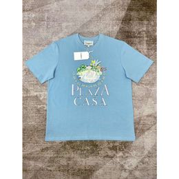 Casablanca Estate Swan Lake Print Tees Casual Round Round Neck Truvlover T Shirts White Short Sheeved T-Shirt Casablanc Polos Tops