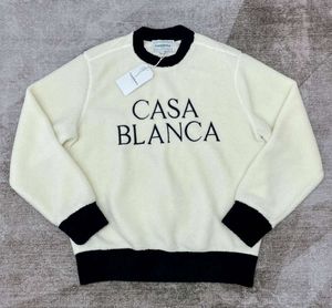 Casablanca Fleece Designer Sweatshirts chauds hommes et femmes Pull en peluche de cou rond