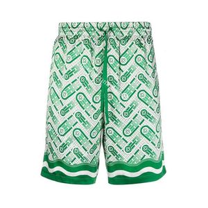 Casablanca hoge kwaliteit ping pong mannen 22ss nieuwe trekkoord zijden shorts zomer Hawaii sets shirts221D