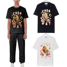 Camisetas masculinas para hombres 2024 primavera/verano nueva nota letra impresa holgazane de manga corta de manga gordita diseñadora de camisetas Casa blanca 14gz